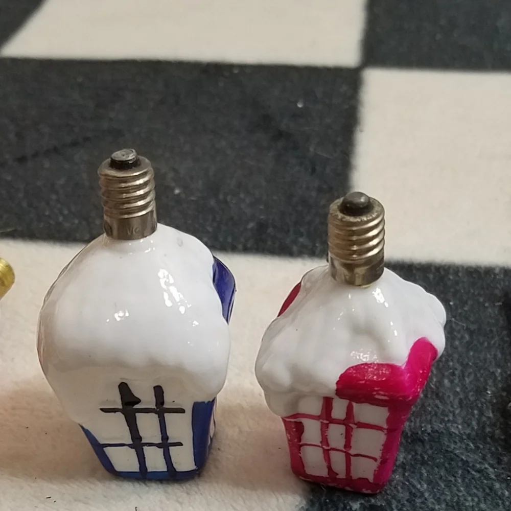 Antique Handpainted Christmas Figurine Light Bulbs